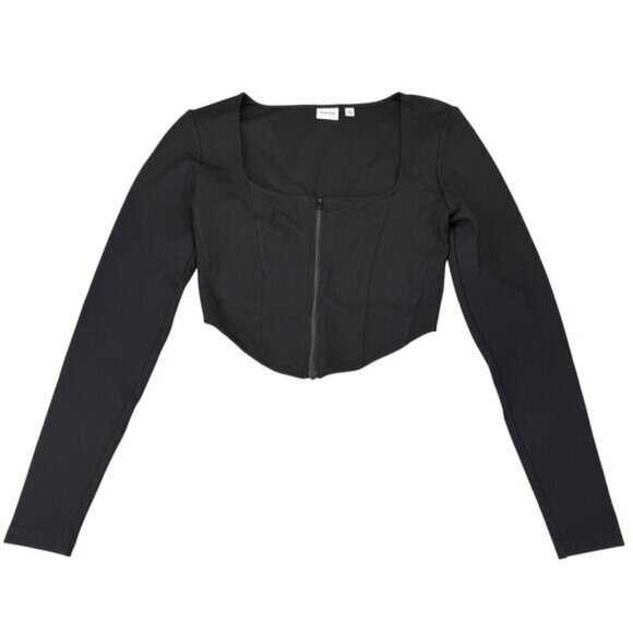 Aritzia Sunday Best Black Marerick Long Sleeve Corset Cropped Zip Front Small - Picture 5 of 9